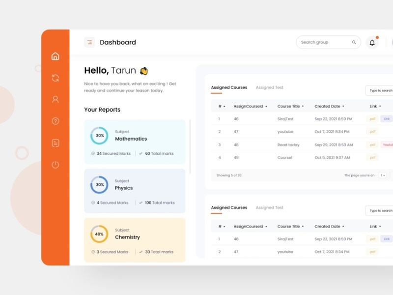 Student Dashboard UI by Noman Malik on Dribbble