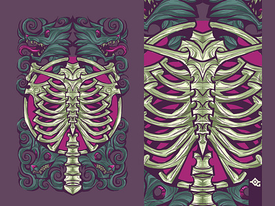 Wolfing ribcage apparel clothing dark graphic design illustration monster vintage