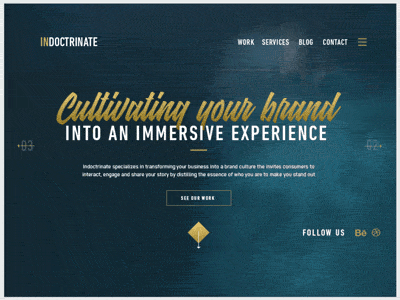 Indoctrinate V2 branding design firm gif portfolio self video web web design website