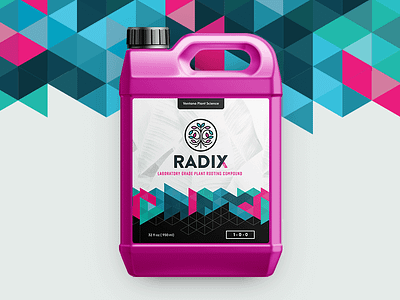 Radix | Rooting Compound branding cannabis geometric logo modern nutrients packaging triangles