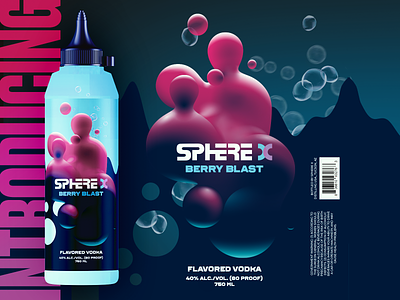 Sphere X Label alcohol branding bright candy drink label layout logo nightclub packaging vodka