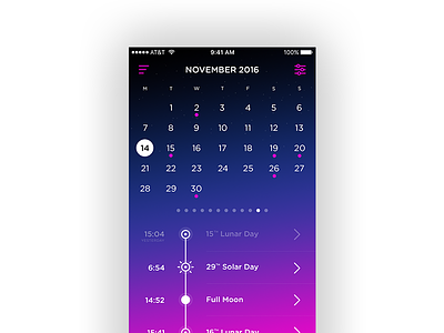 Moon Calendar iOS Concept calendar ios pink space ui