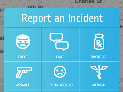 Incident Report blue gradient icons interface iphone iphone5 map ui ux vector