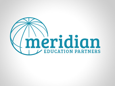 Meridian Logo blue education globe meridian serif slab word