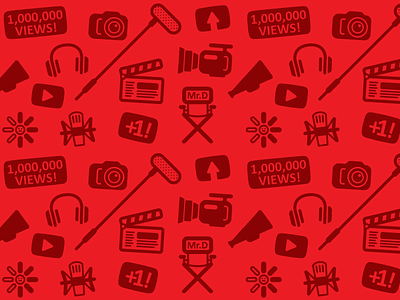 Repeatable Patterns boom mic camera clapper dslr icons microphone pattern red vector youtube