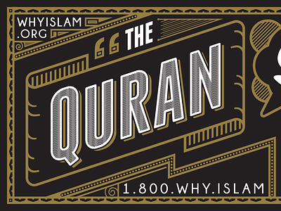 Why Islam Bus Ad black details gold islam scroll text typography vintage