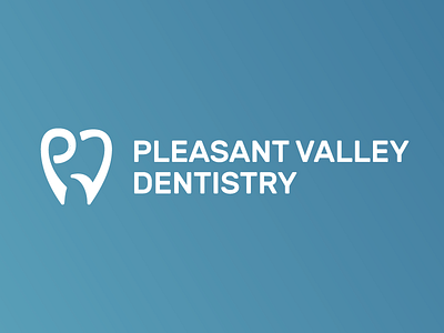 Pleasant Valley Dentistry blue branding dentist gradient logo modern monogram teeth tooth
