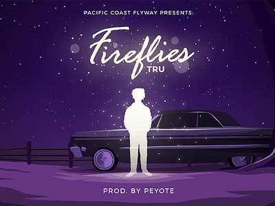 Fireflies Illustration for TRU x Peyote album art fireflies illustration light low rider purple typography