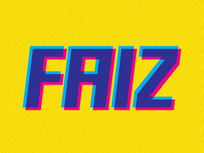 Faiz Logo branding cmyk colors cyan diagonals dj lines logo magenta multiply overlays slant text type typography yellow