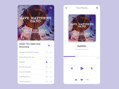 Daily UI Challenge #009 • Music Player 009 9 adobe adobe xd challenge daily daily 100 daily ui challenge dailyui dave matthews band design flat illustration mobile music player song ui