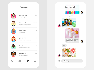 Daily UI Challenge #013 • Direct Messaging 013 app challenge chat daily daily ui direct messaging messaging app mobile pin pinterest profile sketch 2