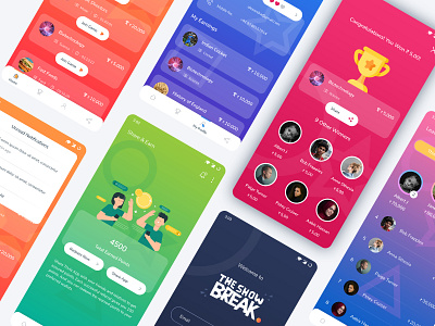 The Show Break android android app android app design android ui branding color palette colors debut debut shot design illustration latest android latest trend online game quiz quizz quizzes trending trivia ui