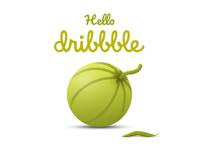 Dribbble Fruit debut dribbble fallen first fruit green invitation invite invites leaf shot stem