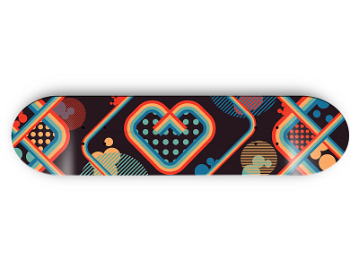 vector heart skateboard blue design green heart illustrator orange purple red retro skateboard skateboarding teal vector