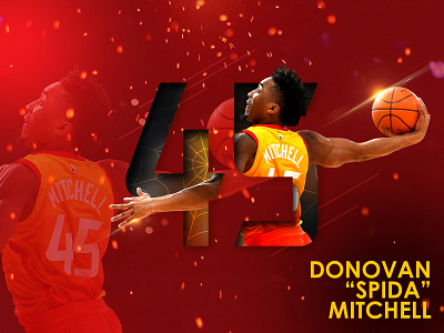 Donovan Mitchell Poster basketball donovan dunk illustrator mitchell nba orange photoshop red utah jazz yellow