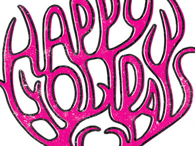 Holiday card 2011 christmas deer distressed greeting card holiday humor illustration lettering magenta print texture typography