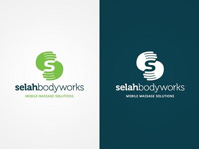Selah Bodyworks logo branding green hands illustration logo mark massage