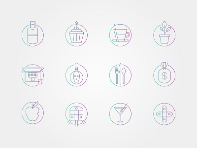 Job perks icon set career gradient icons set startup stroke system website