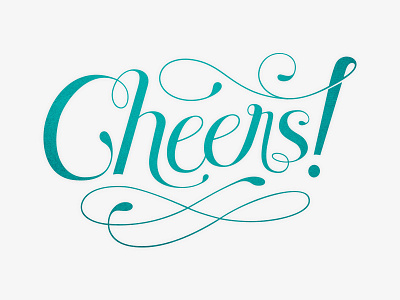 Cheers! calligraphy cursive drawn green hand lettering type typography