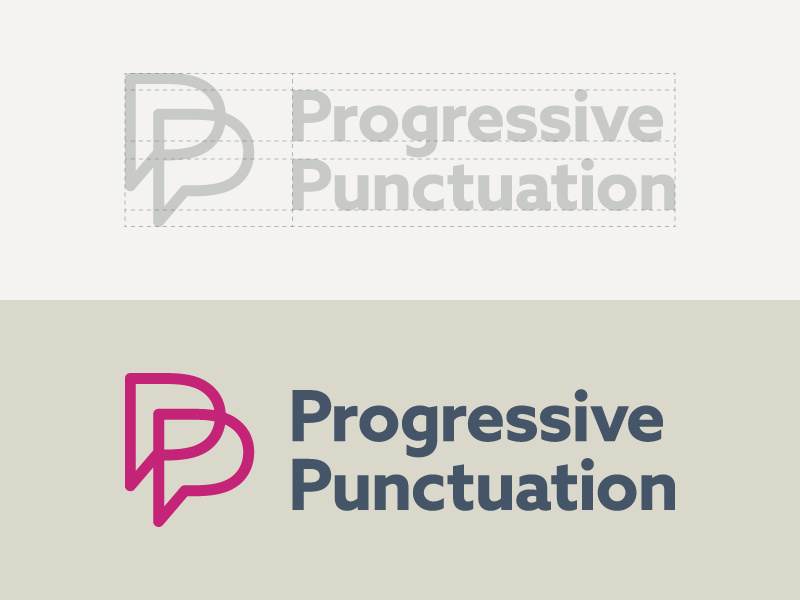 Side project logo contruction sans serif conversation bubble speech p mark logo identity brand punctuation