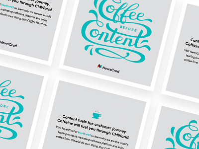 Coffee before content card collateral flourish gray lettering print shadow startup tech type