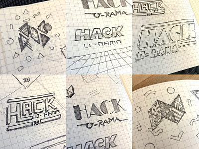 Hack-O-Rama 2016 80s hackathon identity logo process sketch tech vintage