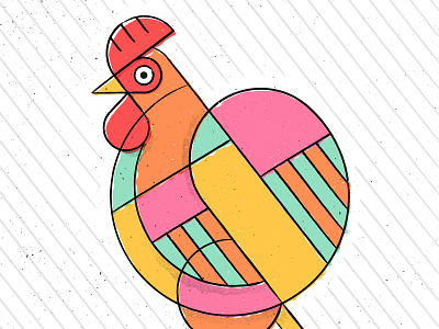 Chinese New Year 2017 animal chicken farm holiday illustration lines orange parallel rooster texture