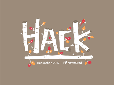 Hackathon 2017 concept bird branch brown hack hackathon illustration leaves tan tree