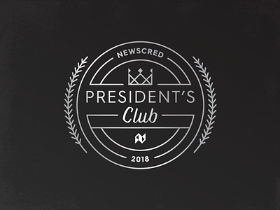 Newscred President's Club 2018 club crown foil king logo president reflection seal wheat