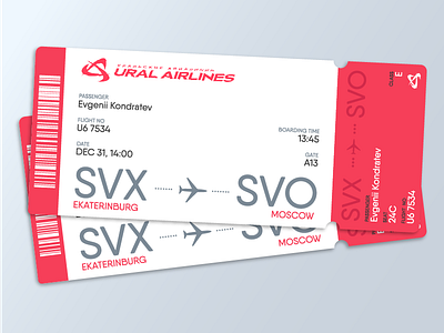 Boarding Pass Concept for Ural Airlines airlines boarding pass daily ui dailyui design russia ticket ural airlines