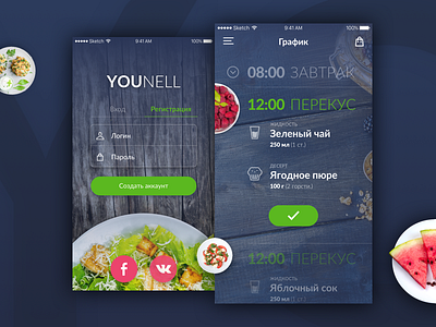 Younell App app diet dishes food healthy lifestyle login mobile nutrition schedule