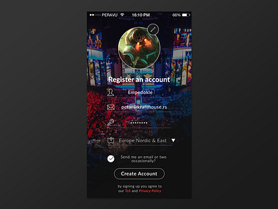 League of Legends - User Registration Screen / WIP experience gaming interface ios league legends of ui user