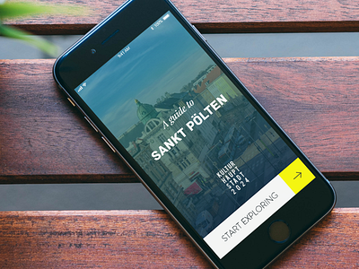 A guide to Sankt Pölten - Intro Screen city guide ios iphone mockup stpoelten tour ui