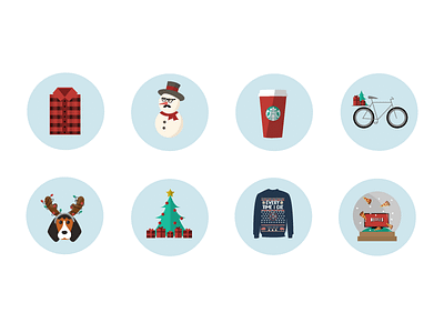 hipster holiday icon set flat design holiday icons illustrator