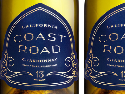 Coast Road Winery beverage filigree hester label packaging pavement typography wine