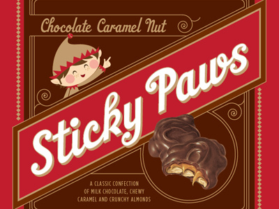 Sticky Paws candy chocolate food packaging