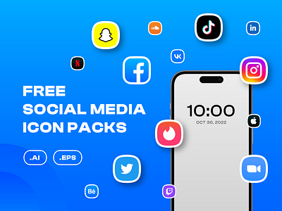 FREE Social Media Icon Packs free freebies graphic design icon icon pack icon set logo poppular popular logo social media