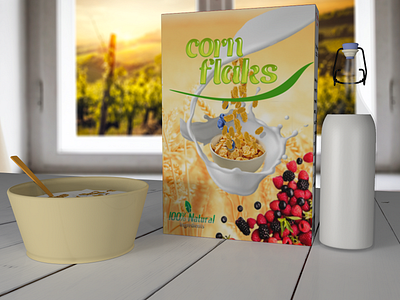 Corn Flakes packaging design 3d branding design graphic design