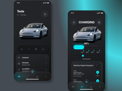 Tesla app UI design mobile app ui