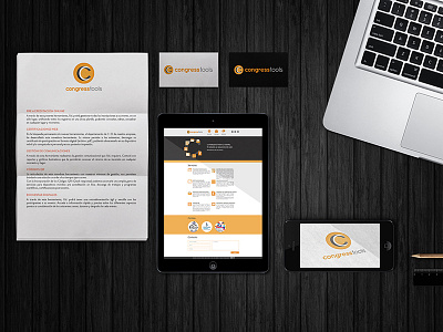 Congress tools · web / stationery brand branding congress grey logo orange stationery tech technology tools web