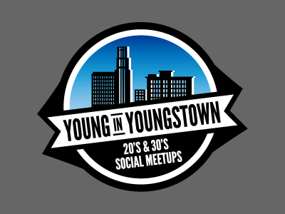 Young in Youngstown Logo blue circle icon logo meetup skyline social youngstown