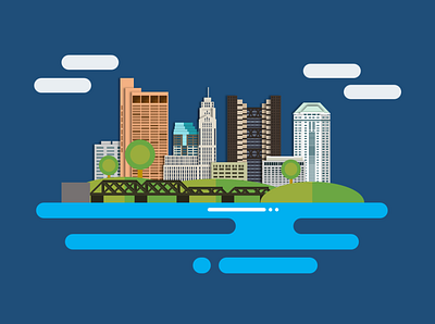 Simplified Columbus Skyline architecture geometric illustration skyline