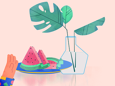 summer delight. aftereffects animation design graphicdesign illustration minimal motiondesign plants ui watermelon women