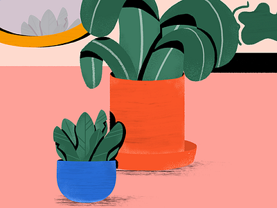 planters pt 2 aftereffects animation design fireplace graphicdesign illustration minimal motiondesign plants rocks ui women