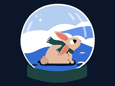 snow globe bunny. 2d aftereffects animation bunny design minimal motiondesign ui women