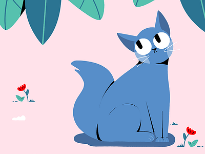 fluffy tailed cat. aftereffects animation cats design graphicdesign illustration minimal motiondesign plants ui women