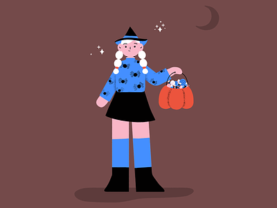 trick or treat! 2d aftereffects animation character design graphicdesign halloween illustration motiondesign motiongraphics photoshop ui ux women