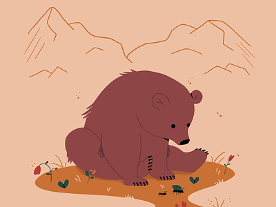 bear in the mountains. 2d aftereffects animation character design gif graphicdesign illustration minimal motiondesign motiongraphics photoshop plants women