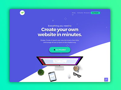 PilotKit V3.0.2 app application dashboard flat colors flat ui full screen simple page site redesign start-up company wordpress