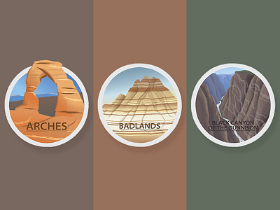 National Parks Icons - Part 1 arches badlands black canyon icons illustration national parks nature vector